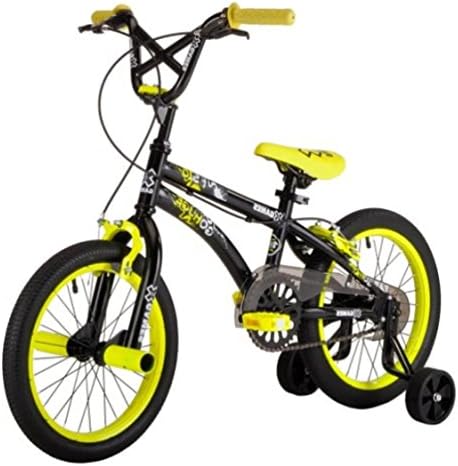 BMX - X Games Saddle Freestyle 16 inch Bike, Black with Yellow Rims