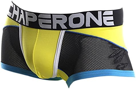 Paul Kevin Men's Sided Mesh Solid Trunk Underwear Yellow L