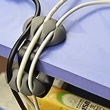 ProCIV Cable Clips, Desktop Cable Organizers, Cable Drop Organizer & Management System Wires, Desktop & Computer, Electrical, Charging, Mouse, USB Cord, Set of 2 (Black/Grey)