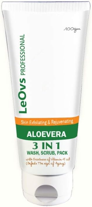 LeOvs Professional Aloevera three in one Mini Facial Face Wash Face Scrub and Face Pack