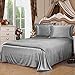 uxcell Silver Gray Satin Silk Duvet Cover Bedding Set Cushion Cover Pillow cases Set,Silk Sheet,Queen Size