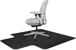 Resilia Office Desk Chair Mat with Lip - for Low Pile Carpet (with Grippers) Black, 45 Inches x 53 Inches, Made in The USA