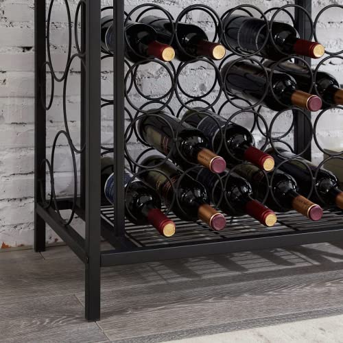 HOMBAZAAR Industrial Wine Rack Table with Glass Holder, Metal and