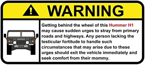 Hummer H1 Funny Warning Off Road Sticker, Decal, perfect gift
