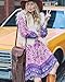 R.Vivimos Women's Long Sleeve Floral Print Retro V Neck Tassel Bohemian Midi Dresses (Large, Pink)
