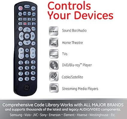 Ge Backlit Universal Remote Control For Samsung Vizio Lg Sony Sharp Roku Apple Tv Rca Panasonic Smart Tv Streaming Players Blu Ray Dvd 4 Device Black In Kuwait Binge Com Kw Ge Backlit Universal Remote Control For Samsung Vizio Lg Sony Sharp Roku Apple Tv Rca Panasonic Smart Tv Streaming Players Blu Ray Dvd 4 Device Black In Kuwait Binge Com Kw