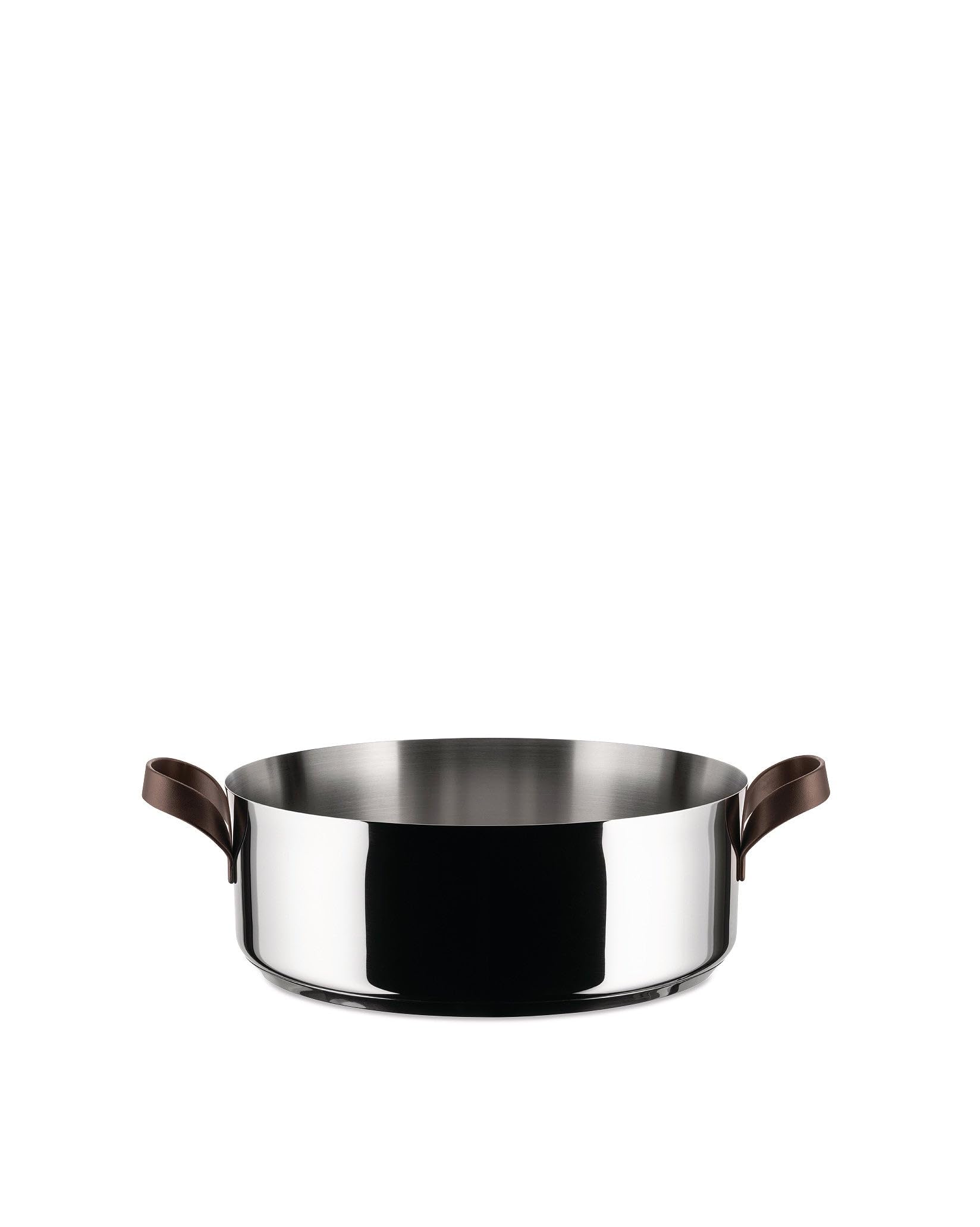 Alessi edo Low Casserole with Two Handles, Ø 24, steel,brown