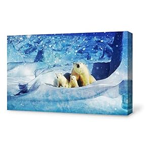 Canvas Wall Art for Living Room,Bedroom Home Artwork Paintings Animal in Snowy Day Ready to Hang - 12x18 inches