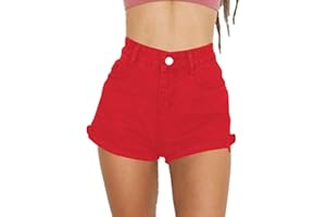 Haola Women's Juniors Vintage Summer Denim High Waisted Folded Hem Jeans Shorts
