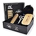 Hair & Beard Comb + Brush + Scissors - Set - for Men, Sandal Wood Comb, 100% Boar Bristle Brush, Best for Grooming Facial and Head Hair, use with Balm, Oil and Wax, Packaged in Premium Giftbox