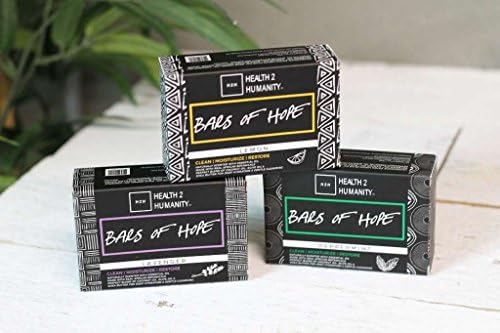 Health 2 Humanity Bars of Hope Lavender, Lemon, Peppermint Soap 100% Natural Ingredients Cleanses, Moisturizes, and Restores Pack of 3