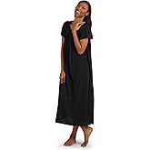 Miss Elaine Nightgown - Women's Long Tricot Nightgown, Short Flutter Sleeves, Comfortable Lightweight Fabric, Sleepwear