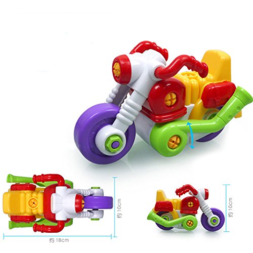 Ocamo Colorful Disassembly Assembly Vehicle Toy with Wrench Screwdriver Novelty Building Block Puzzle Toys Gift for Kids Motorcycle - Thumbnail 3