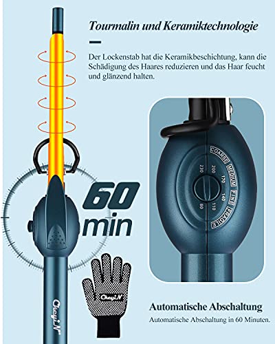 CkeyiN Professionelle Lockenstab Kleine Locken,Mini Lockenstab Keramik,9mm Elektrische Lockenwickler Haar Styling Werkzeuge Mit Schwarze Handschuhe Klein Lockenstab für Männer/Frauen/Kinder