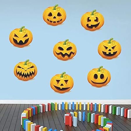 Dessin Anime Citrouille Emoji Sticker Mural Halloween Paques Noel Salon Chambre Chambre Enfants Chambre Decoration Mural Autocollant 30 60 Cm Amazon Fr Bricolage