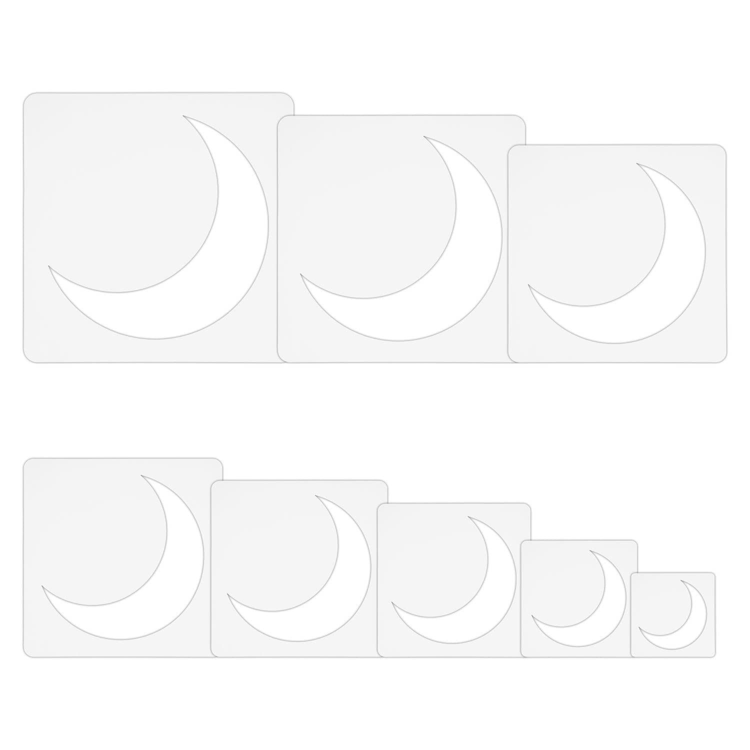 SAVITA 16pcs Moon Stencils for Crafts, Moon Template Plastic Painting&Drawing Crescent Stencil Reusable Moon Stencils for Painting Home Decoration DIY Crafts