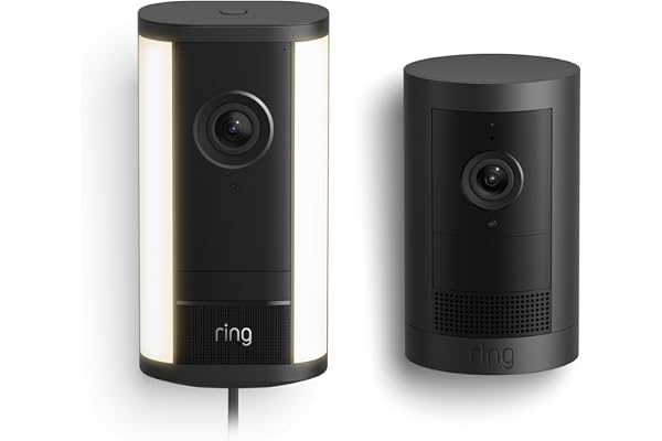 Ring Spotlight Cam Pro, Plug-In (Newest Model), Black with Outdoor Cam Plus, Battery, Black
