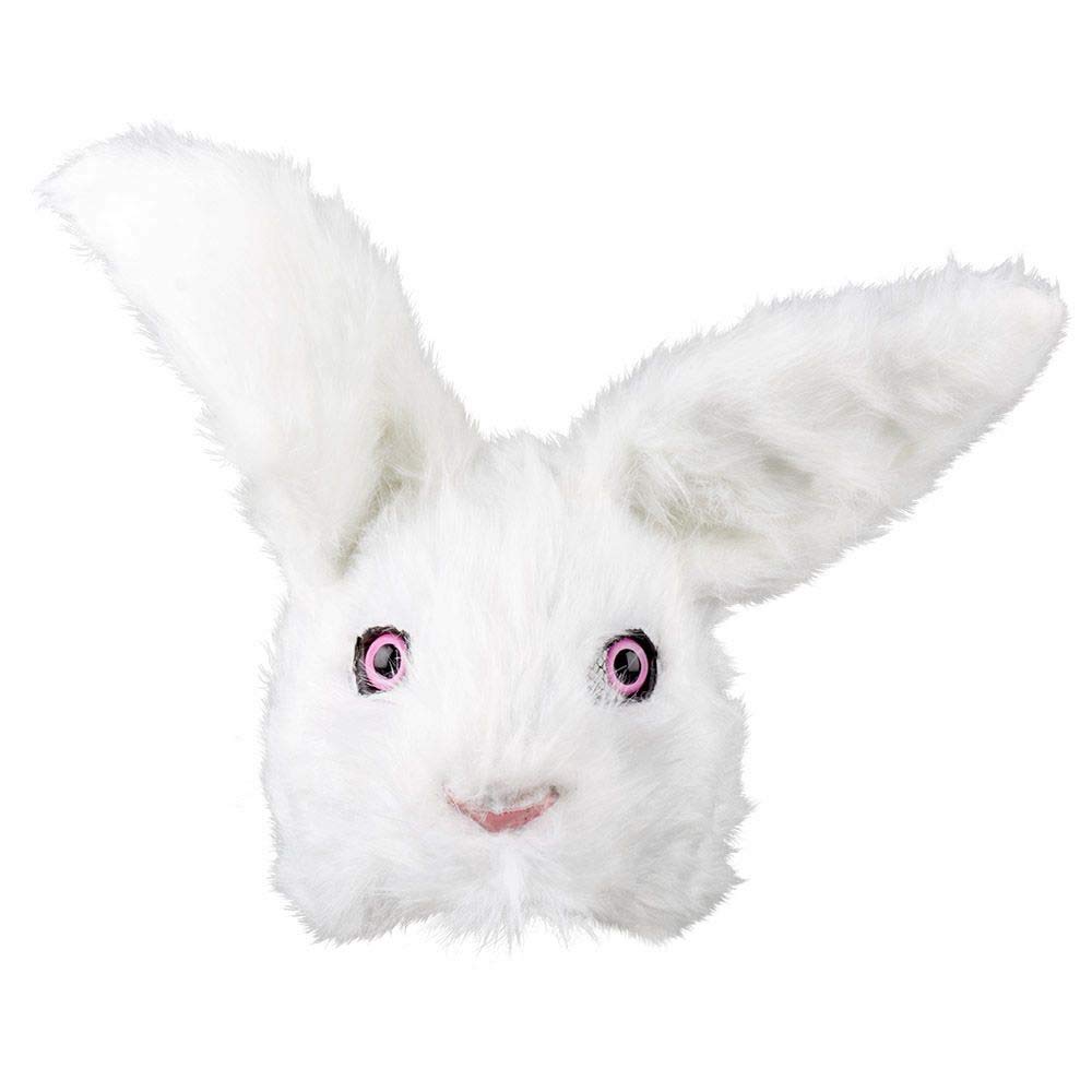 Boland 56756 Plush Half Mask Rabbit One Size White and Pink Face Mask Animal Mask Fur Mask Rabbit Accessory Costume Fancy Dress Carnival Theme Party