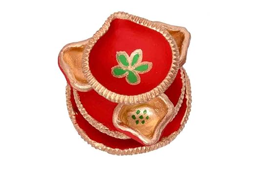 Sajan Creation A New Deepak Diwali Decoration | Diya for Puja | Diya for Home Decoration Clay Diwali Diya (Multicolour, 4x4x4 inch
