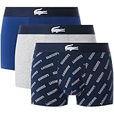 Lacoste mens Cotton Stretch Diagonal Print Trunks, 3-pack