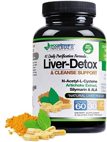 Liver Cleanse Detox by Ecostream Naturals - Advanced Daily Vital Purification Formula with NAC (N-Acytel Cysteine), Milk Thistle, Alpha Lipoic Acid, Artichoke Extract Plus Natural Herbs