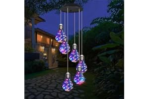 Solar LED Light Bulb Wind Chimes, Waterproof Colour-Changing Outdoor Hanging Lights, Decorative Garden Patio Ambient Lighting