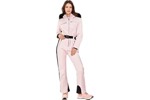 Yousify Womens Ski Suit One Piece Snowsuit Onesie Waterproof Windproof Ski Jacket Snowboard Sports Slim Jumpsuits Outerwear