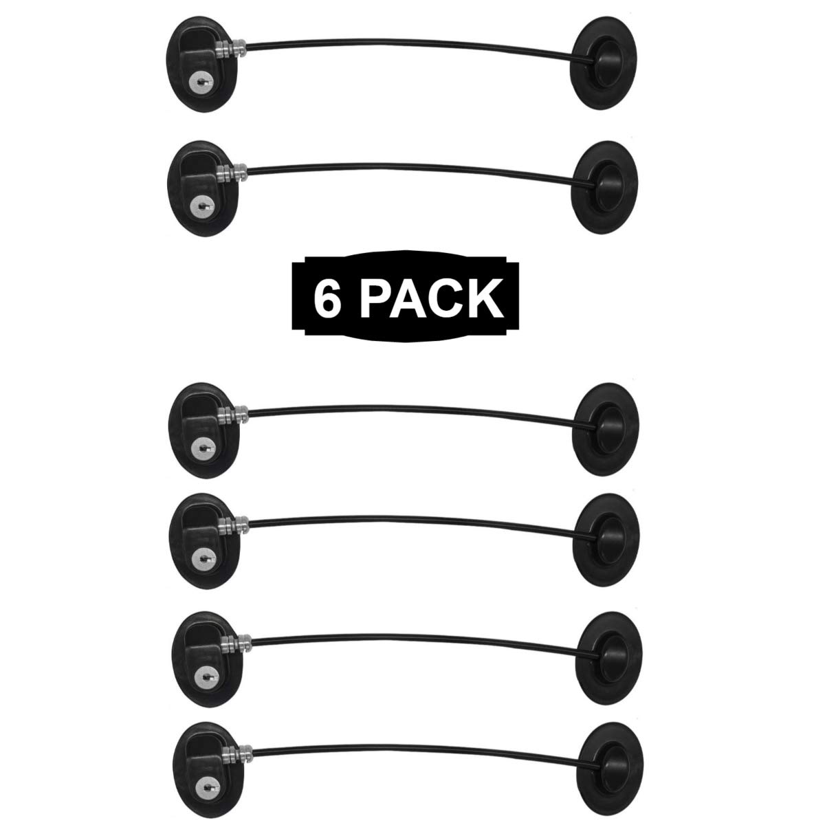 2 Pack Refrigerator Door Locks，Freezer Door Locks，File Drawer Cabinet Locks by REZIPO Black with 4 keys (Black-6)