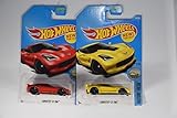 Hot Wheels 2017 Factory Fresh Corvette C7 Z06 1/10, Set of 2 Cars: Red & Yellow
