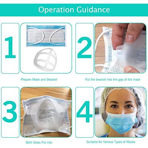 Mas-k Bracket Protect Lipstick Mas-k Cool Bracket More Space for Comfortable Breathing Washable Reusable Silicone Bracket (5PC, White)