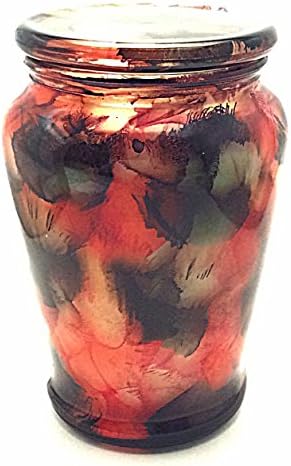 24 ounce Hand painted glass extra large Soy Candle with lid red/black colors
