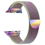 Straper Milanese Loop For Apple Watch 42mm, Smooth Stainless Steel Band Freely Fully Magnetic Closure Clasp Metal Replacement Bracelet for IWatch Series 3/2/1 Nike+ Sport and Edition (Colorful)