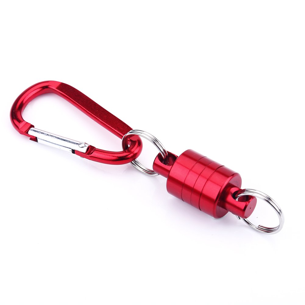 Fishing Magnetic Net Release, Aluminium Alloy Carabiner Ring Buckle for Fly Fishing Tackle Landing Net(Red)