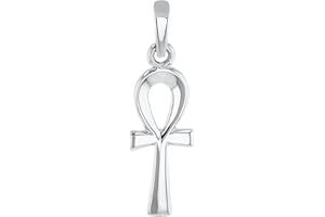 Jewelry America Solid 14k White Gold Dainty Egyptian Ankh Cross Charm Pendant