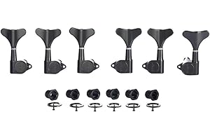 KAISH 6 String 3R3L 18:1 Sealed Bass Tuners Bass Guitar Tuning Keys Tuning Machine Heads for Ibanez/Yamaha Style Acoustic/Electric Bass Black