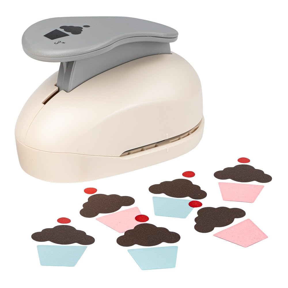 Jumbo punch, cupcake, motif size: 7.3 cm x 4.9 cm, motif hole punch for paper, gift tags, table cards and toppers, colourful birthday cards also for children, extra large