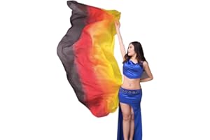 TMZAQH Women Real Silk Belly Dance Veils Silk Belly Dancing Silk Veil 3 Yards Hand Scarves Fire Flame Colors
