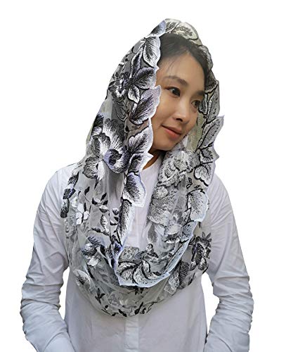 floral embroidery church veil latin mantillas chapel infinity veil Y040