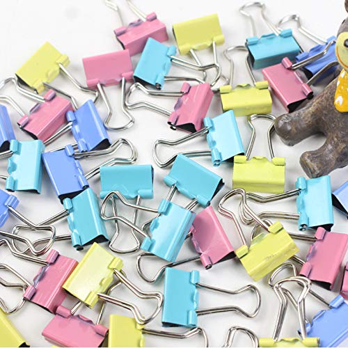 120 Pcs Binder Clips Paper Clamps Assorted 4 Sizes, Paper Binder Clips Metal Fold Back Clips with Box for Office,School and Home Supplies,Assorted Colors