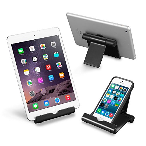 Adjustable Aluminum Tablet Stand for iPad, eReaders, and Smartphones (Black)