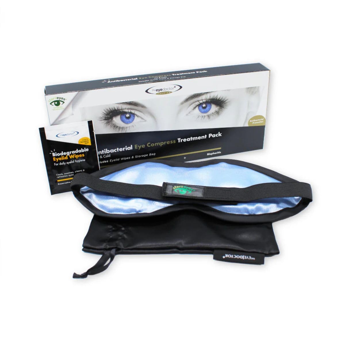 The Eye Doctor Premium Heated Dry Eye Mask - Warm Eye Compress for Dry Eyes, Blepharitis and MGD Treatment - Safe to Heat Mask in a Microwave and Features Sterileyes Antibacterial Patented Solution