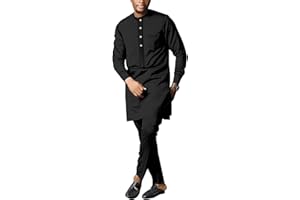 SEA&ALP African Men's Formal Clothes Dashiki Shirt and Pant Two Piece Suit Traditional Long Sleeve Outfits