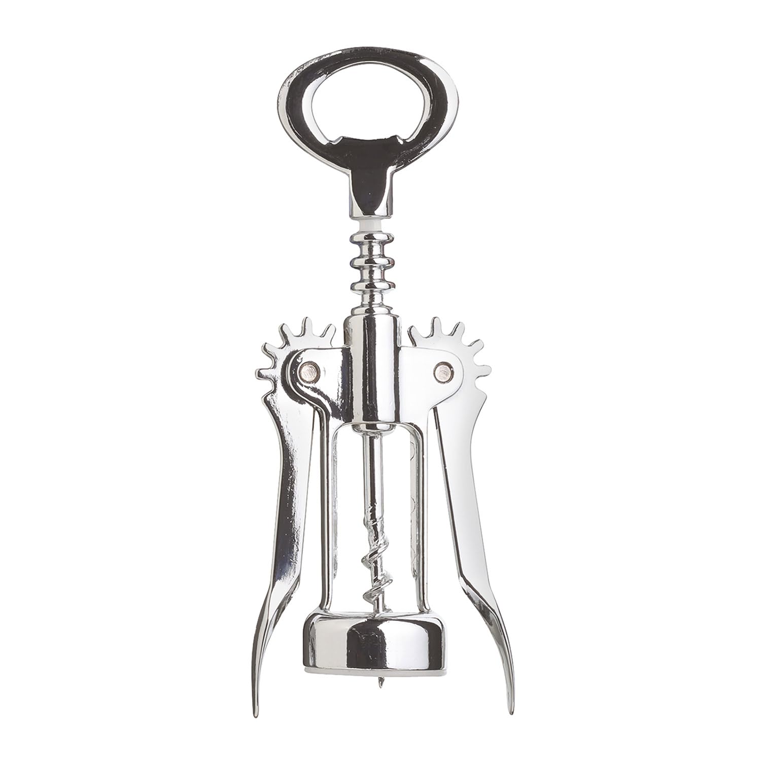 BarCraft Double Handed Chrome Winged Corkscrew, Metal,Black Lever Arm,16 cm
