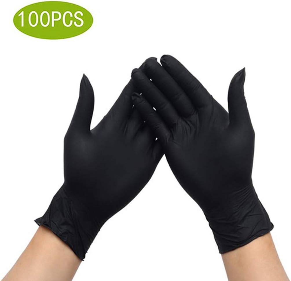 Nitrile Gloves Food Catering Medical Examination Latex Gloves| Black, 4 Mil Thick, Powder-Free, Non-Sterile, Heavy Duty Exam Gloves| Professional Grade For Tattoo Artists (Color : Black, Size : XL)