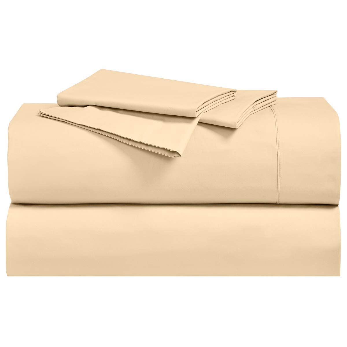 Royal Hotel Abripedic Crispy Percale Sheets, 300-Thread-Count, 4PC Solid Sheet Set, 100% Cotton, Super Deep Pocket, King, Canvas