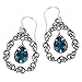 Paz Creations ♥925 Sterling Silver Lace Blue Topaz Teardrop Earrings, Made in Israel