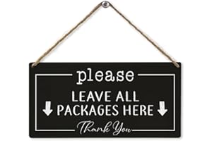 Mtrgdn Delivery Sign,Please Leave All Packages Here Black Wood Wall Decor,Delivery Driver Thank You,Wooden Sign Plaque Wall Hanging for Front Door Outdoor Package Delivery Boxes Mail Box 6x12 Inch