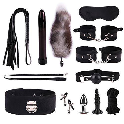 RITER Didlo Vibrantor Toys ，Amal Plugs， Handcuff Whip ，Nipple Clip ，Blindfold Breast Pump BDSM Games Adult Six Toy Kit for Couples