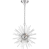 Nuvo 60/6991 Cirrus Chandelier Polished Nickel Finish with Glass Rods, 6 Light