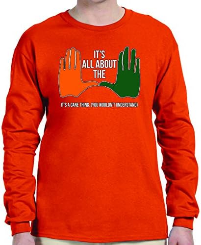 U of M Long Sleeve Graphic T-Shirt - All About the "U", It's A Cane Thing - Large Orange